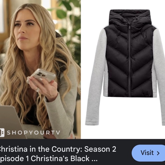 ZARA | Black and Gray Puffer Jacket with Hood - Picture 3 of 4